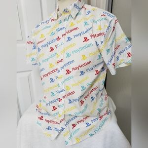 Playstation Button down 100% cotton short sleeve shirt size Large